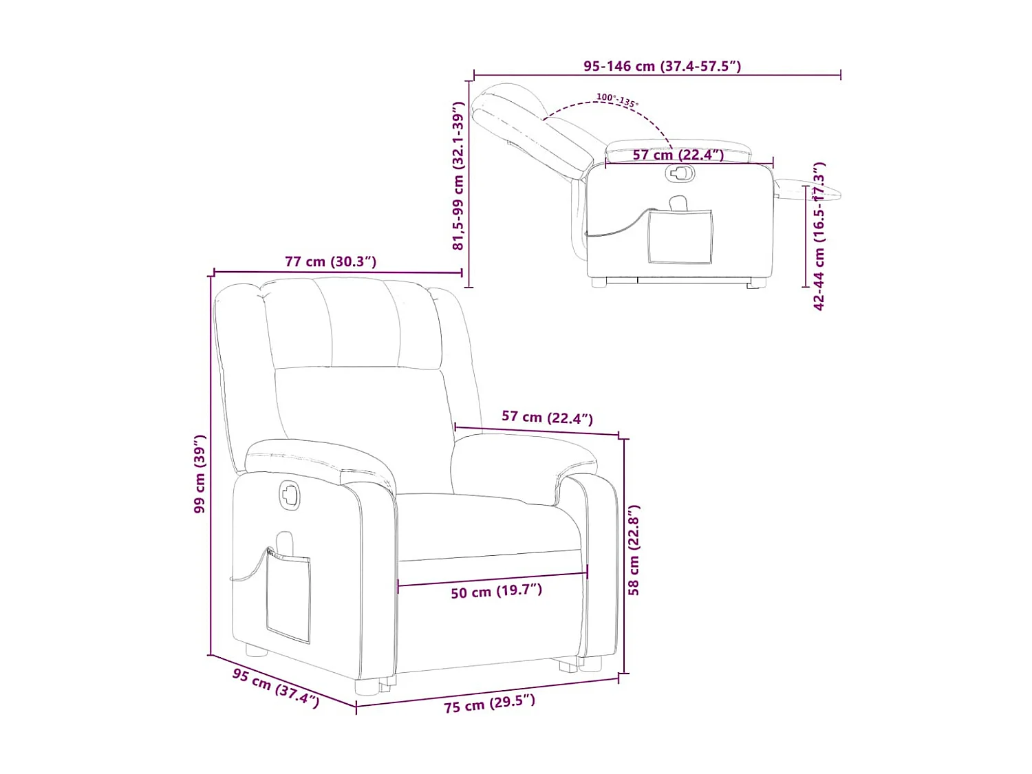 Silla de masaje reclinable de pie de tela color crema