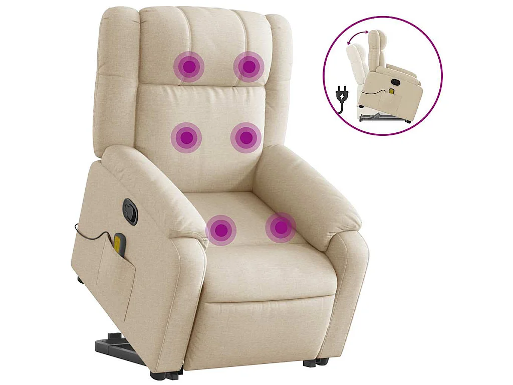 Fauteuil inclinable de massage Crème Tissu