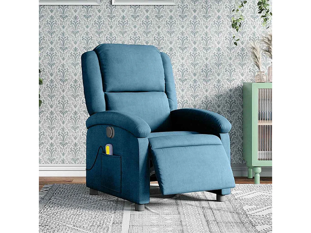 Fauteuil inclinable de massage électrique bleu velours