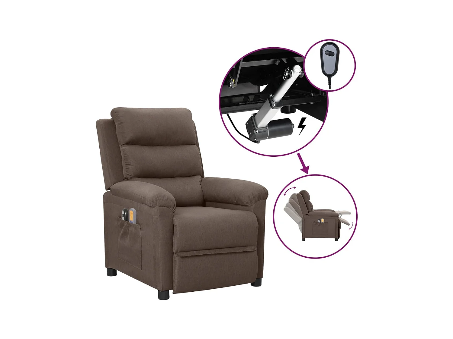 Fauteuil électrique de massage Taupe Tissu