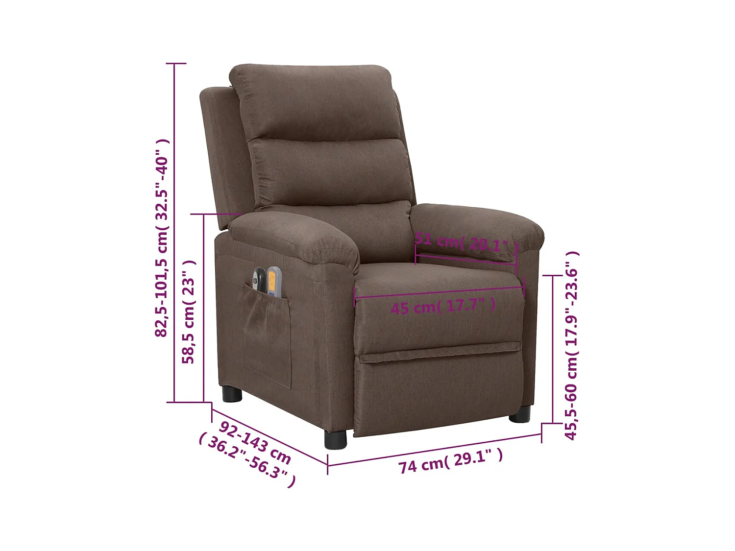 Fauteuil électrique de massage Taupe Tissu