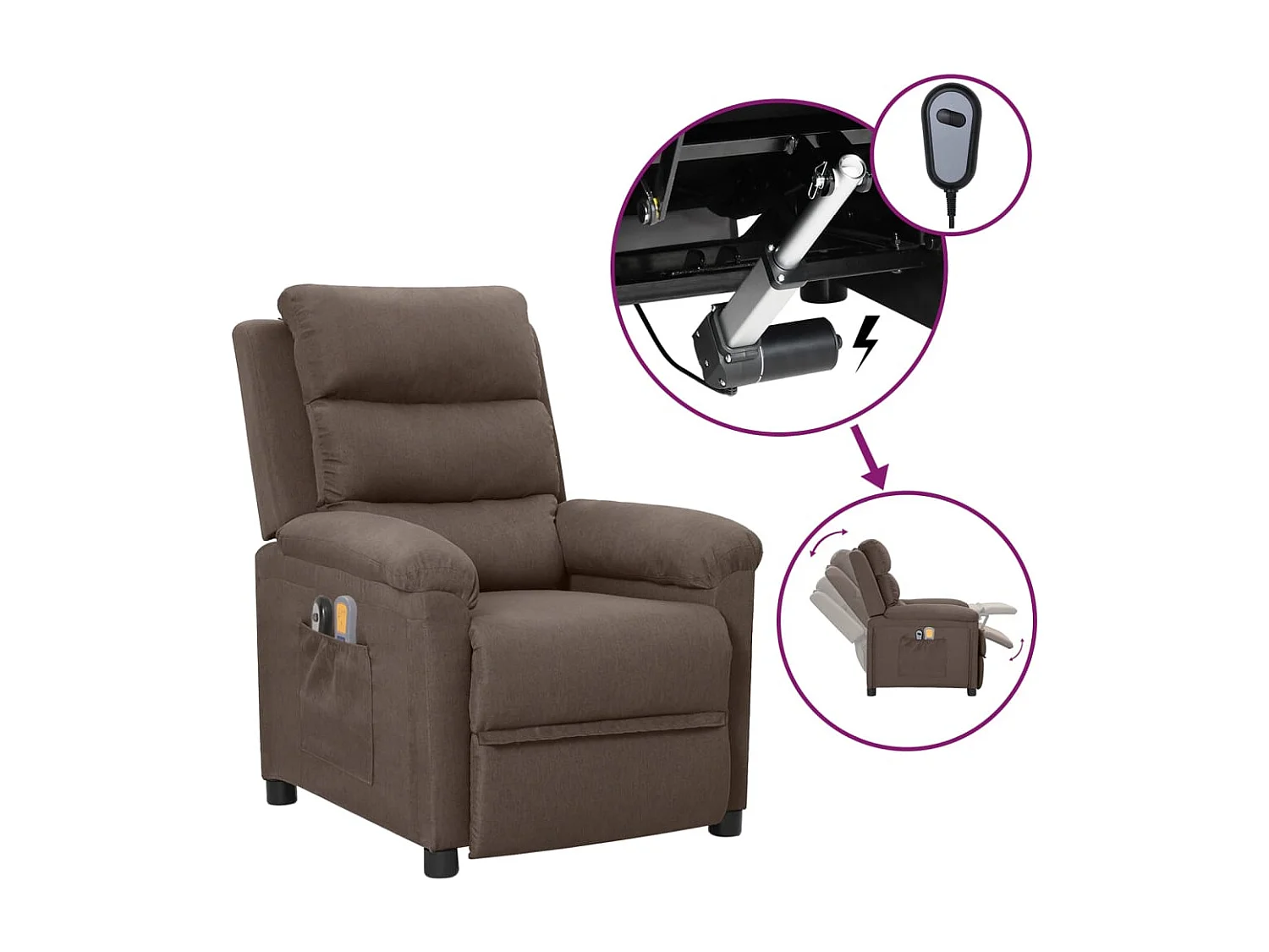 Fauteuil électrique de massage Taupe Tissu