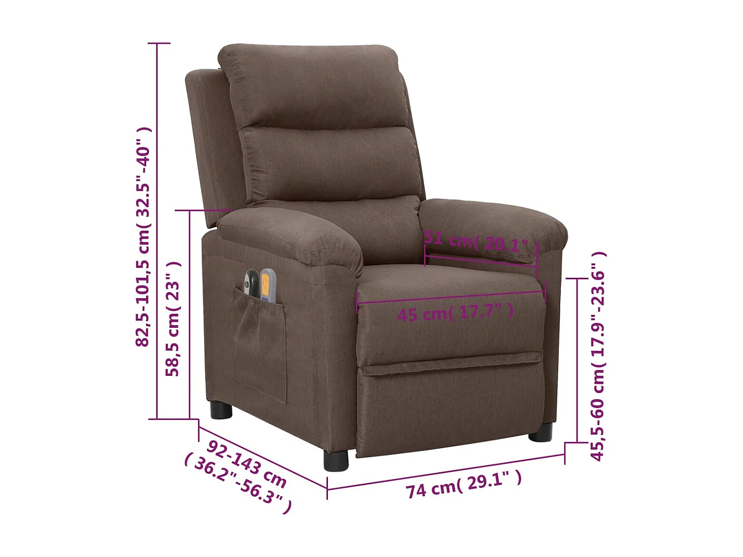 Fauteuil électrique de massage Taupe Tissu