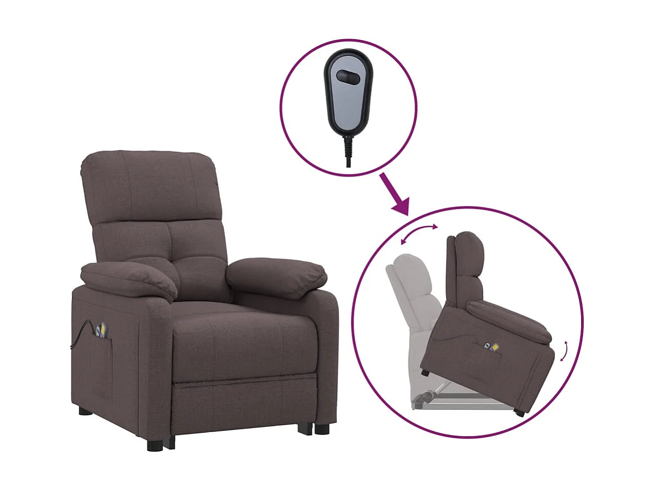 Massagesessel mit Aufstehhilfe Dunkelbraun Stoff