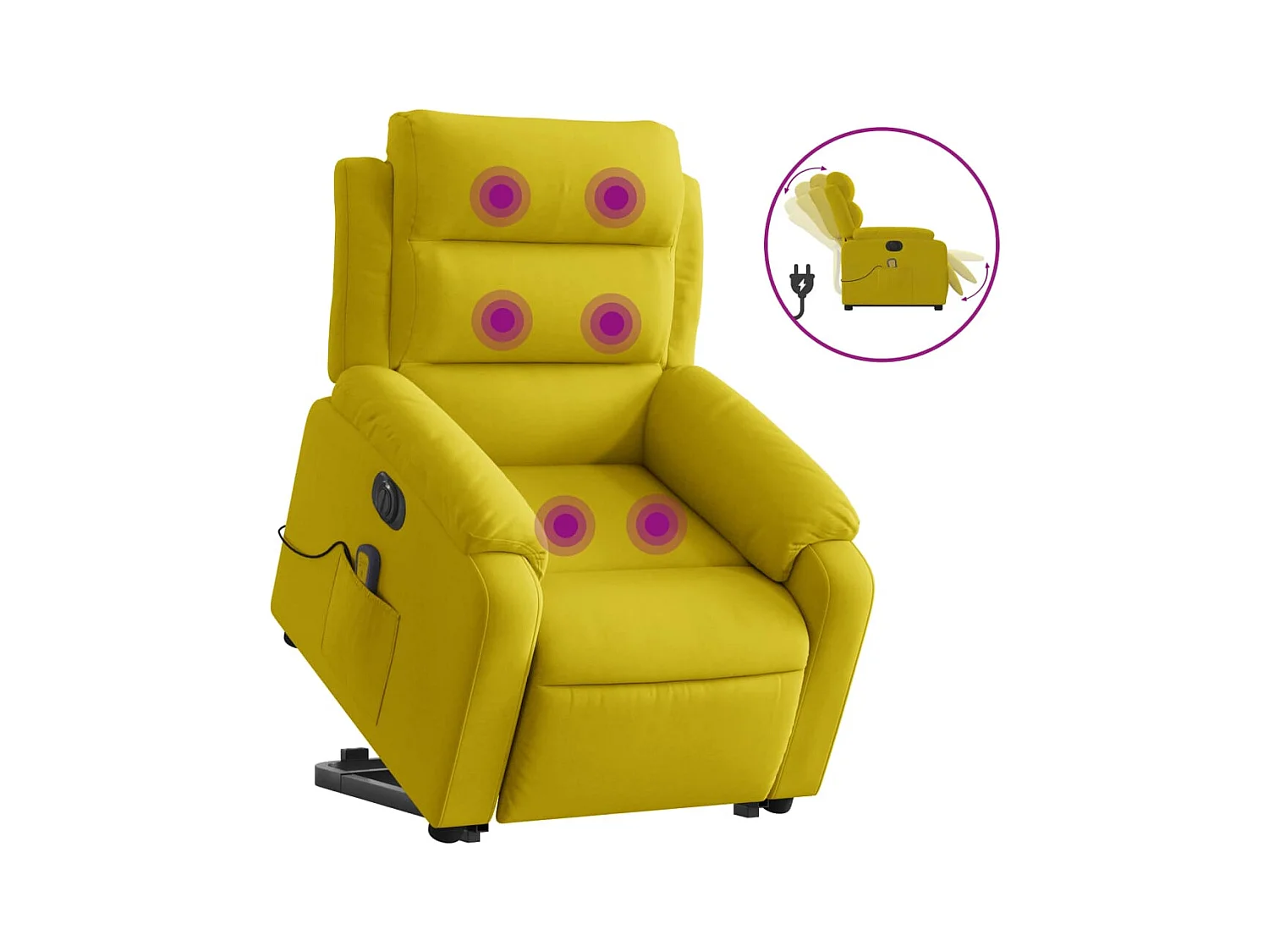 Fauteuil inclinable de massage électrique jaune velours