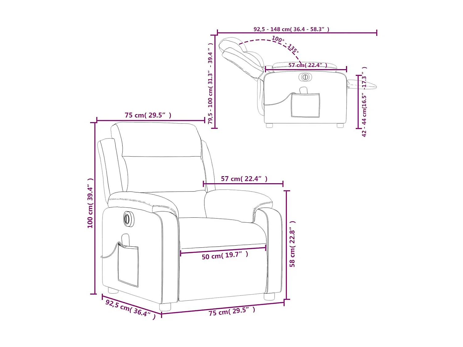Massagesessel Elektrisch Weinrot Kunstleder