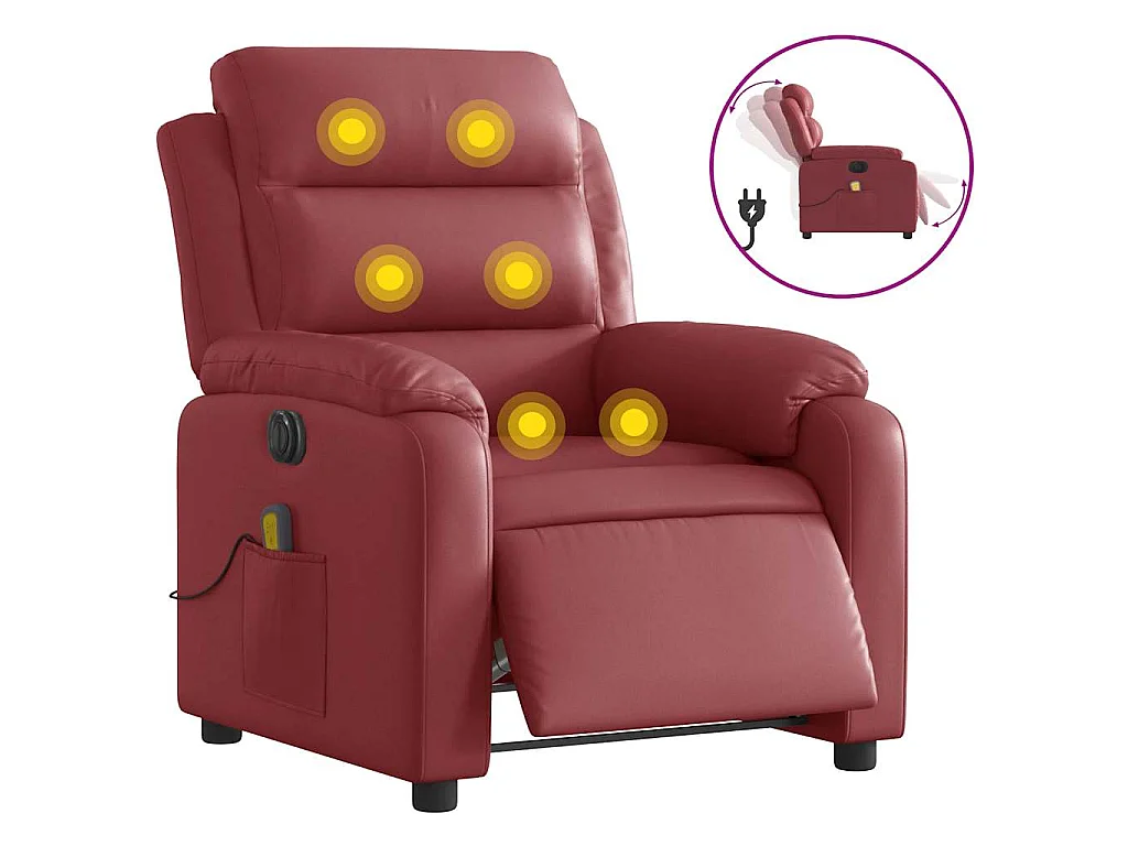 Massagesessel Elektrisch Weinrot Kunstleder