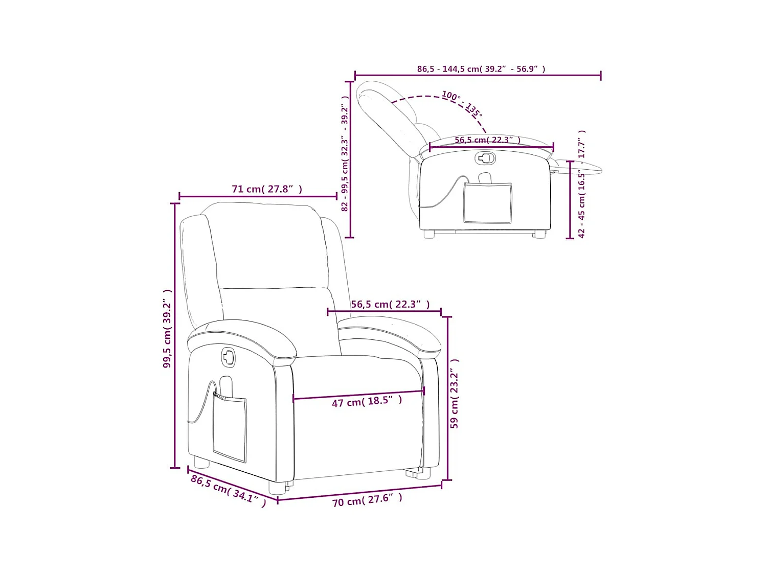 Fauteuil de massage inclinable Vert foncé Velours