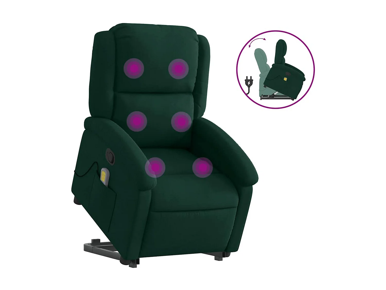 Fauteuil de massage inclinable Vert foncé Velours