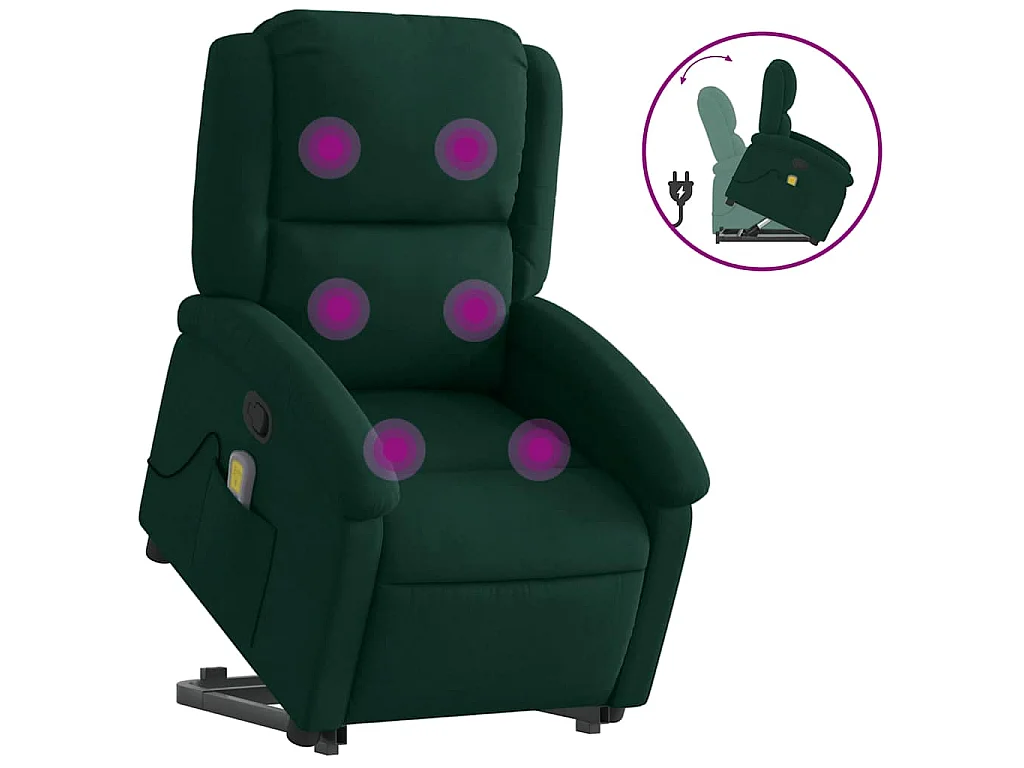 Fauteuil de massage inclinable Vert foncé Velours