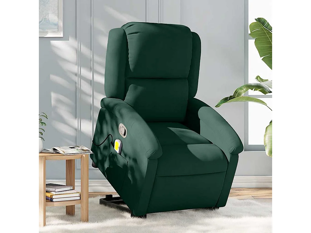 Fauteuil de massage inclinable Vert foncé Velours