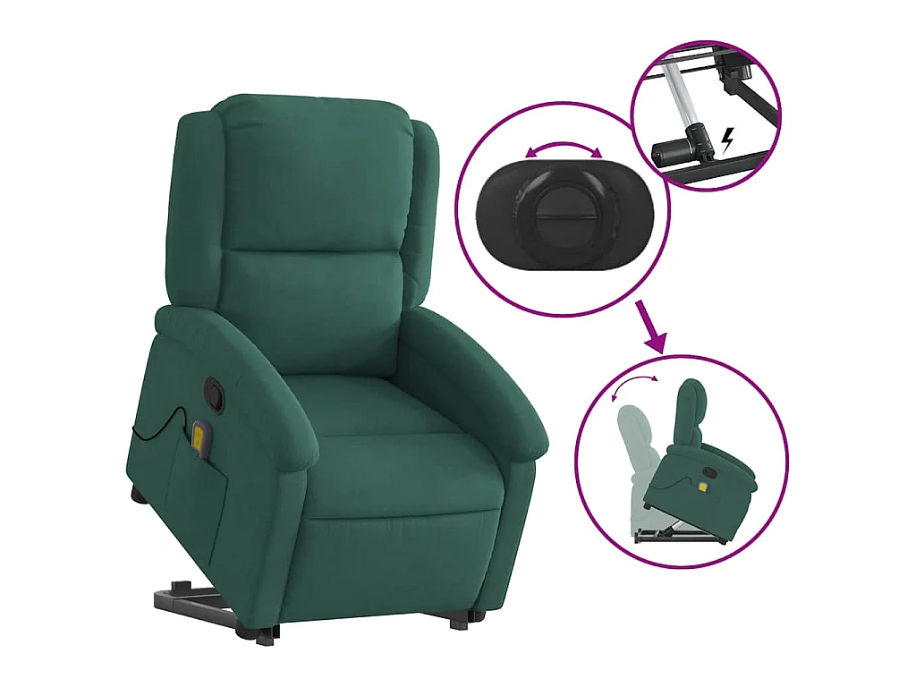 Fauteuil de massage inclinable Vert foncé Velours