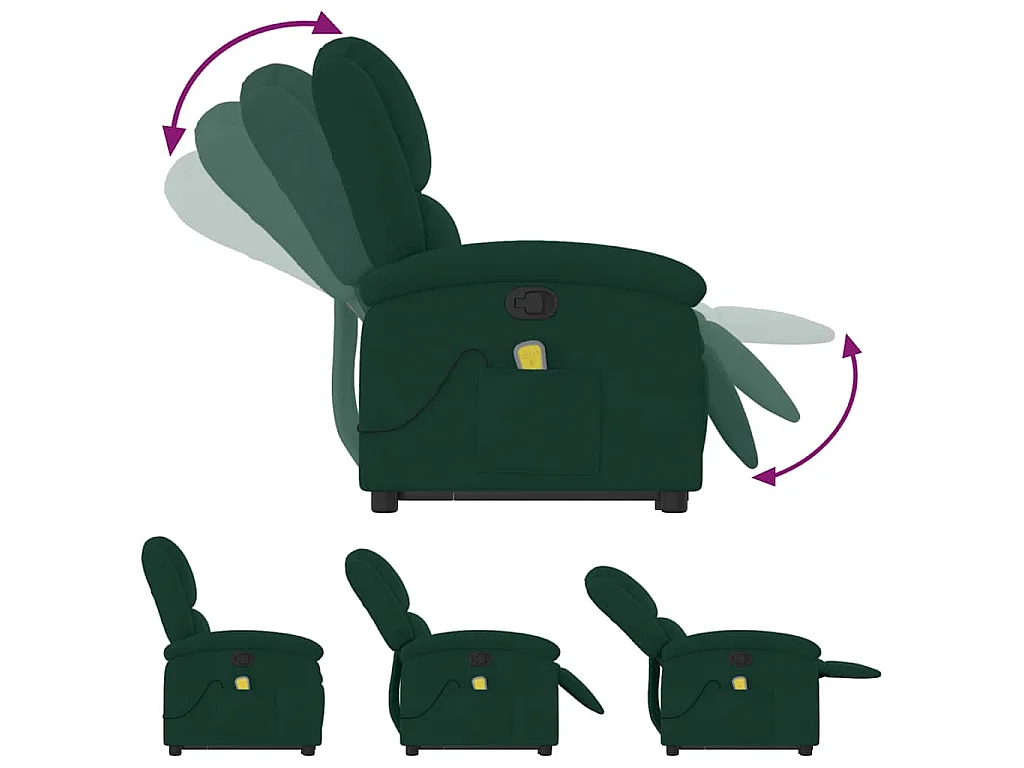 Fauteuil de massage inclinable Vert foncé Velours