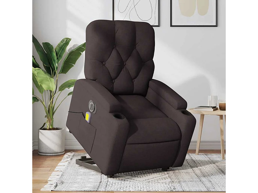Fauteuil inclinable de massage électrique Marron foncé Tissu