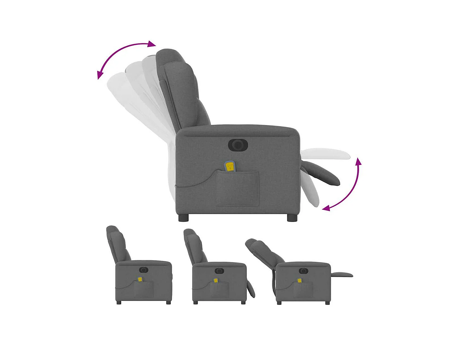 Fauteuil inclinable de massage électrique gris foncé tissu