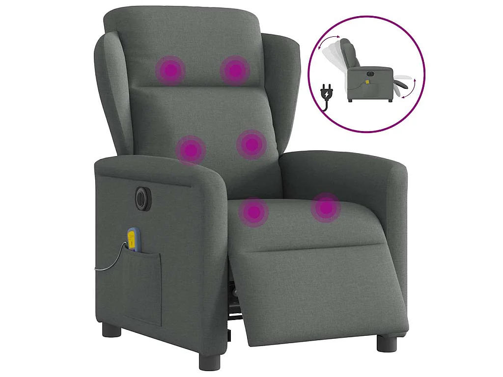 Massagesessel Elektrisch Dunkelgrau Stoff