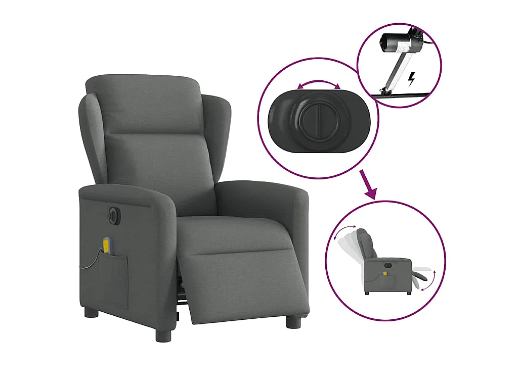 Massagesessel Elektrisch Dunkelgrau Stoff