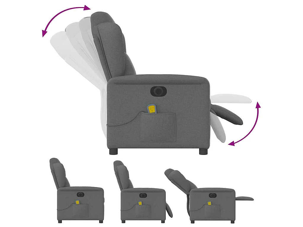 Massagesessel Elektrisch Dunkelgrau Stoff