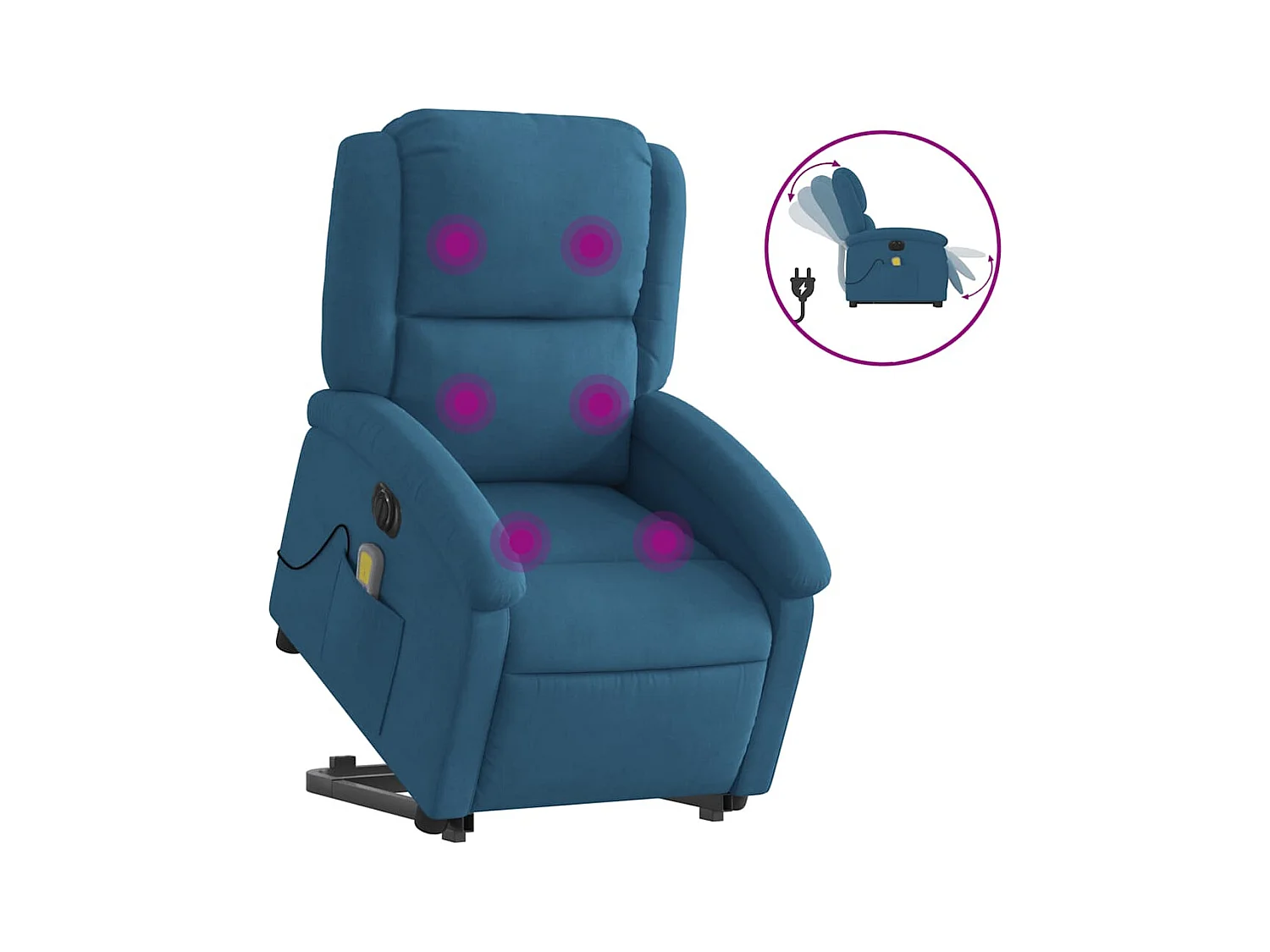 Fauteuil inclinable de massage électrique bleu velours