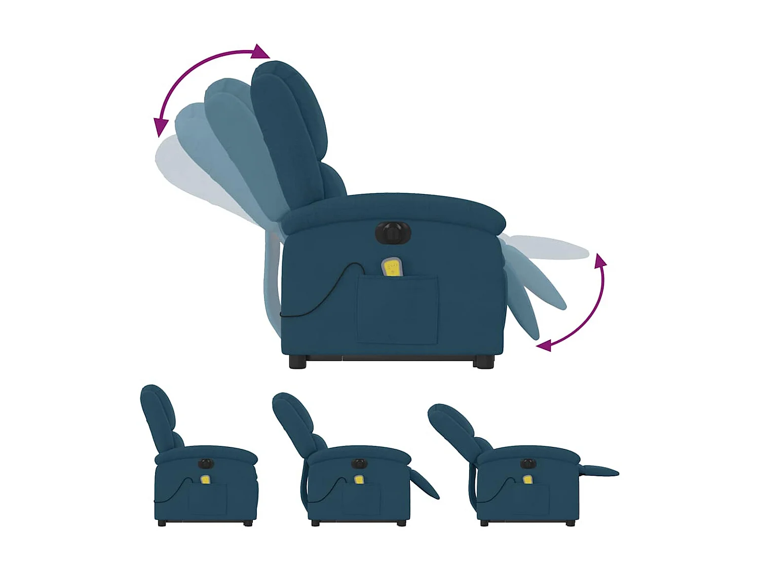 Fauteuil inclinable de massage électrique bleu velours