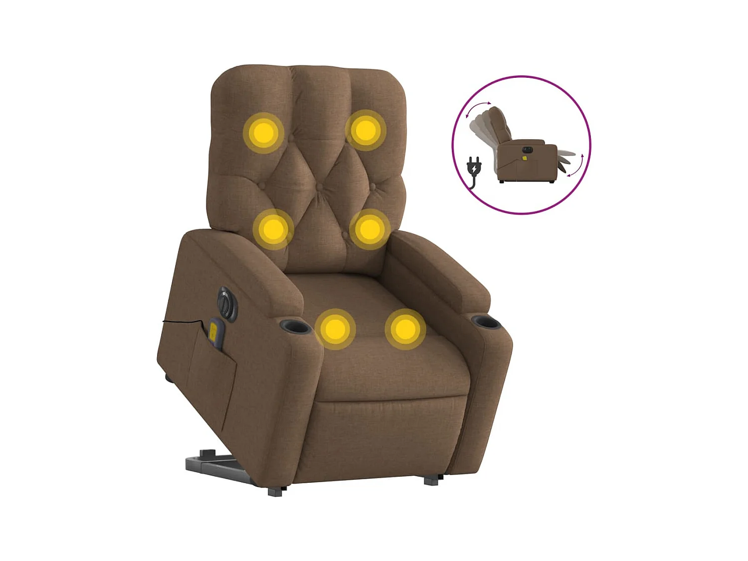 Fauteuil inclinable de massage électrique Marron Tissu
