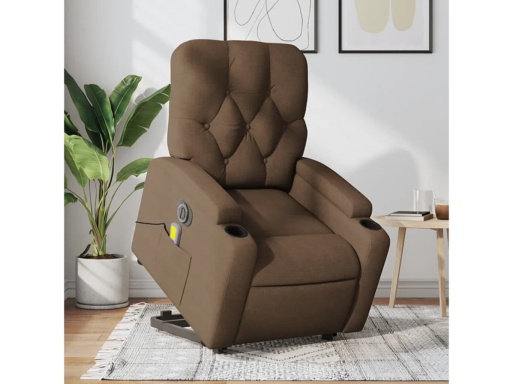 Fauteuil inclinable de massage électrique Marron Tissu