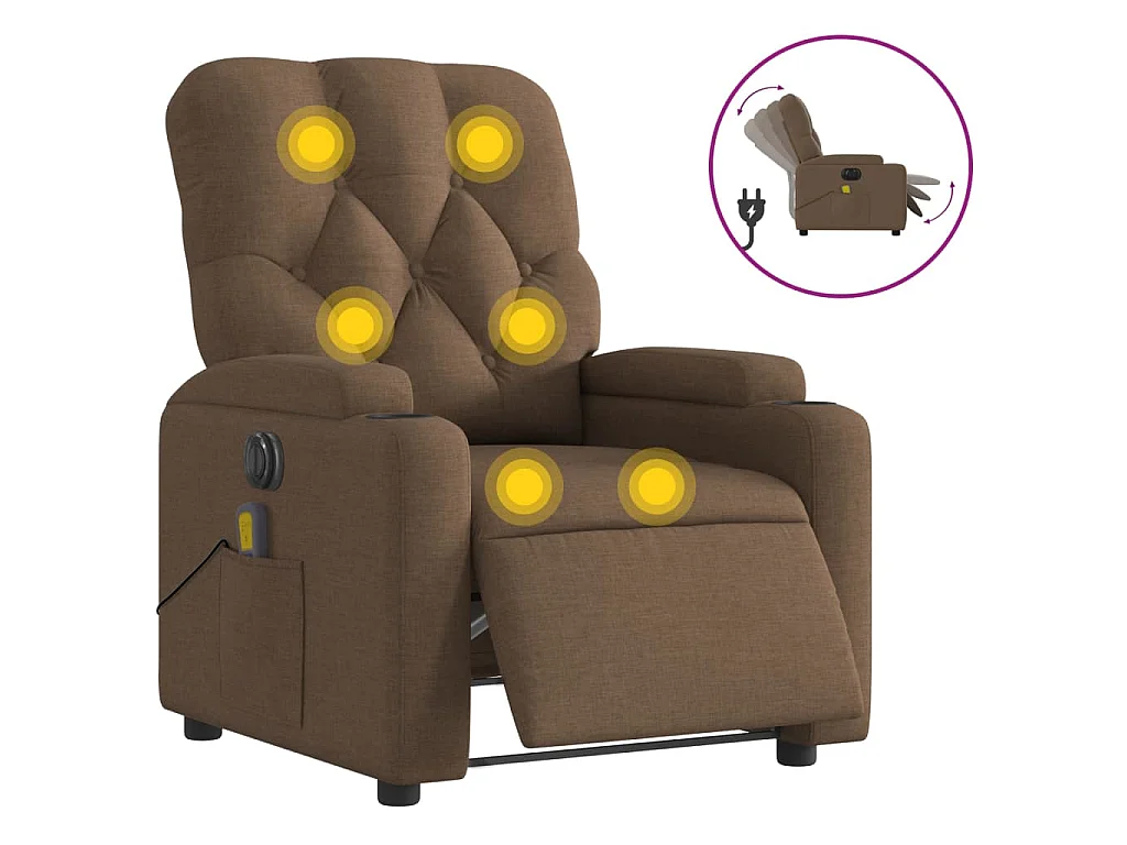 Massagesessel Elektrisch Braun Stoff
