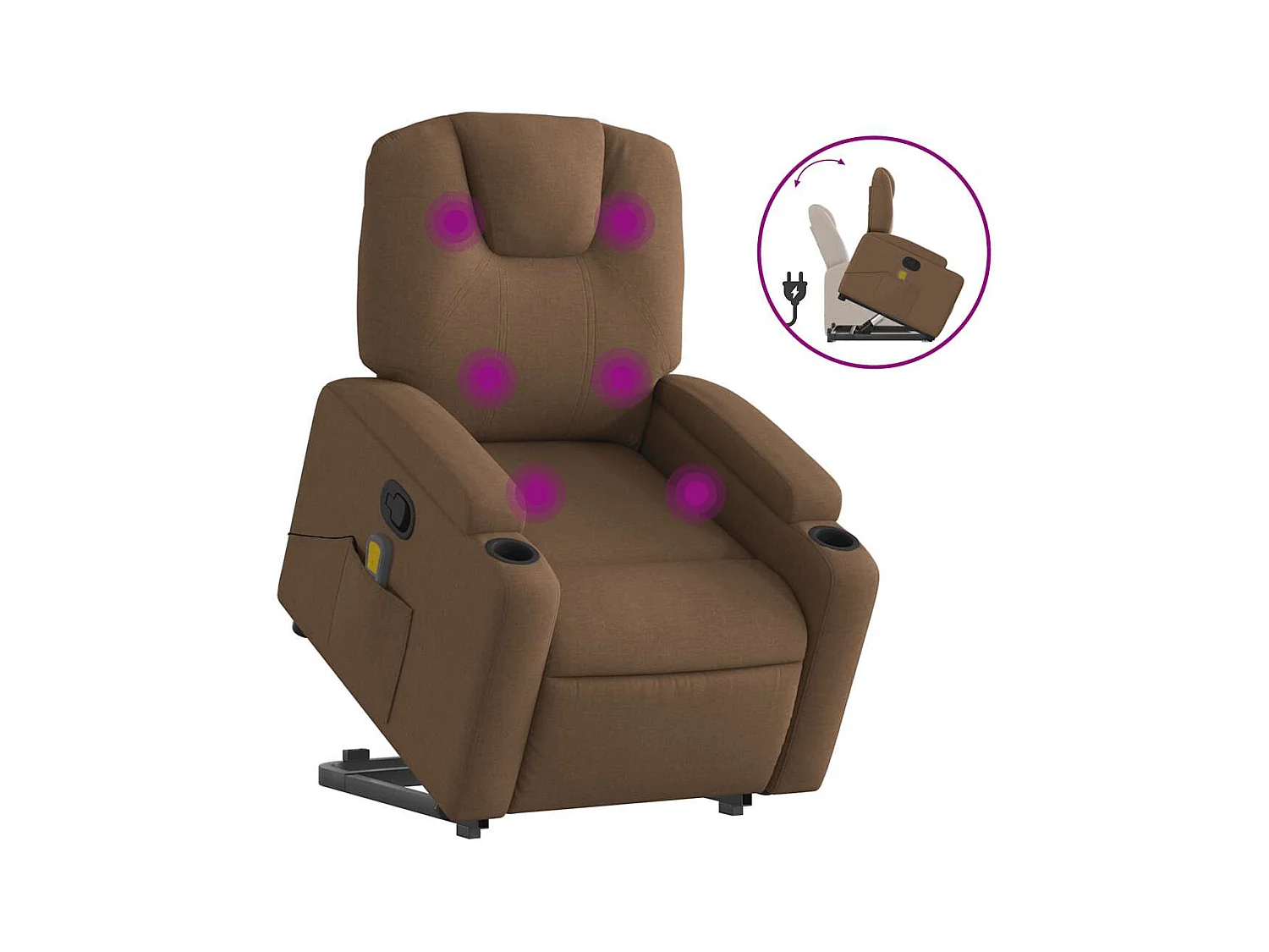 Fauteuil de massage inclinable Marron Tissu