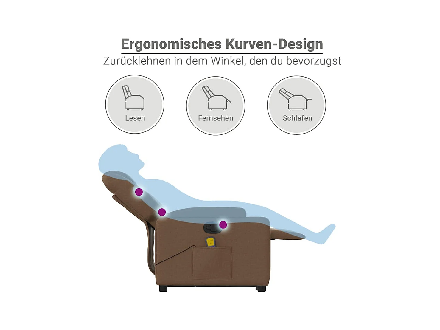 Fauteuil de massage inclinable Marron Tissu