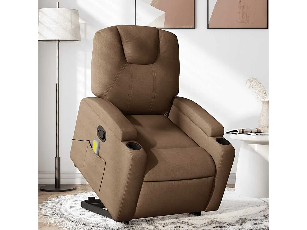 Fauteuil de massage inclinable Marron Tissu