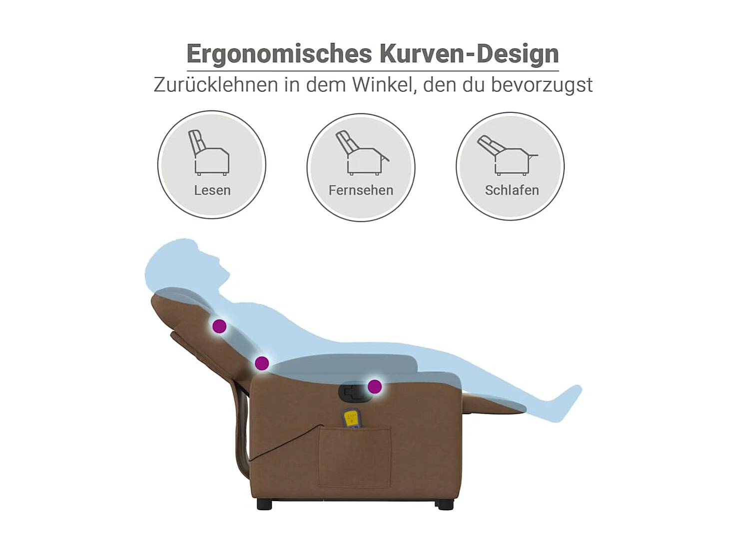 Fauteuil de massage inclinable Marron Tissu