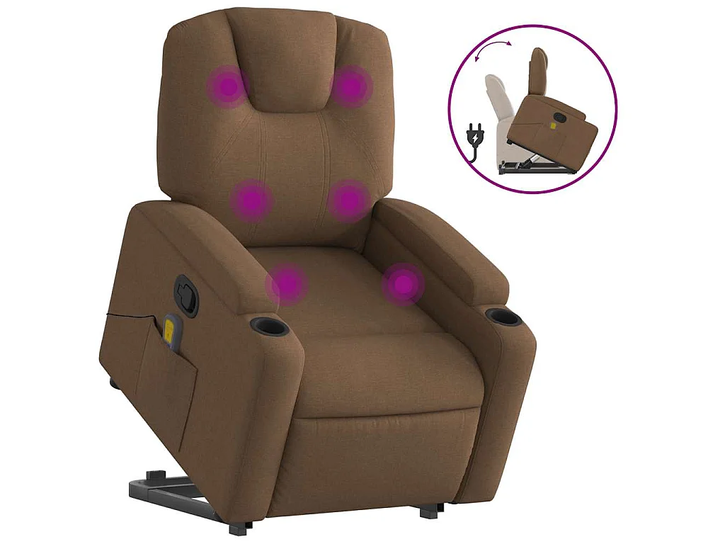 Fauteuil de massage inclinable Marron Tissu
