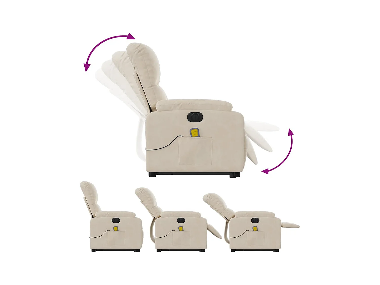 Fauteuil inclinable de massage électrique beige microfibres