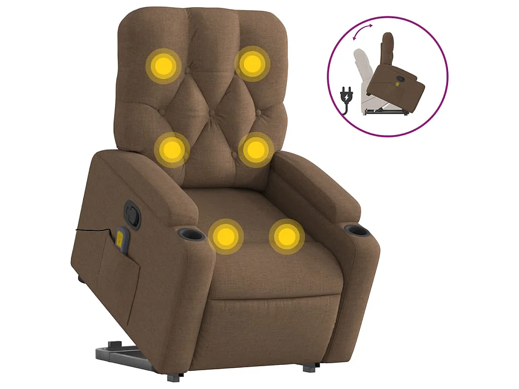 Fauteuil de massage inclinable Marron Tissu