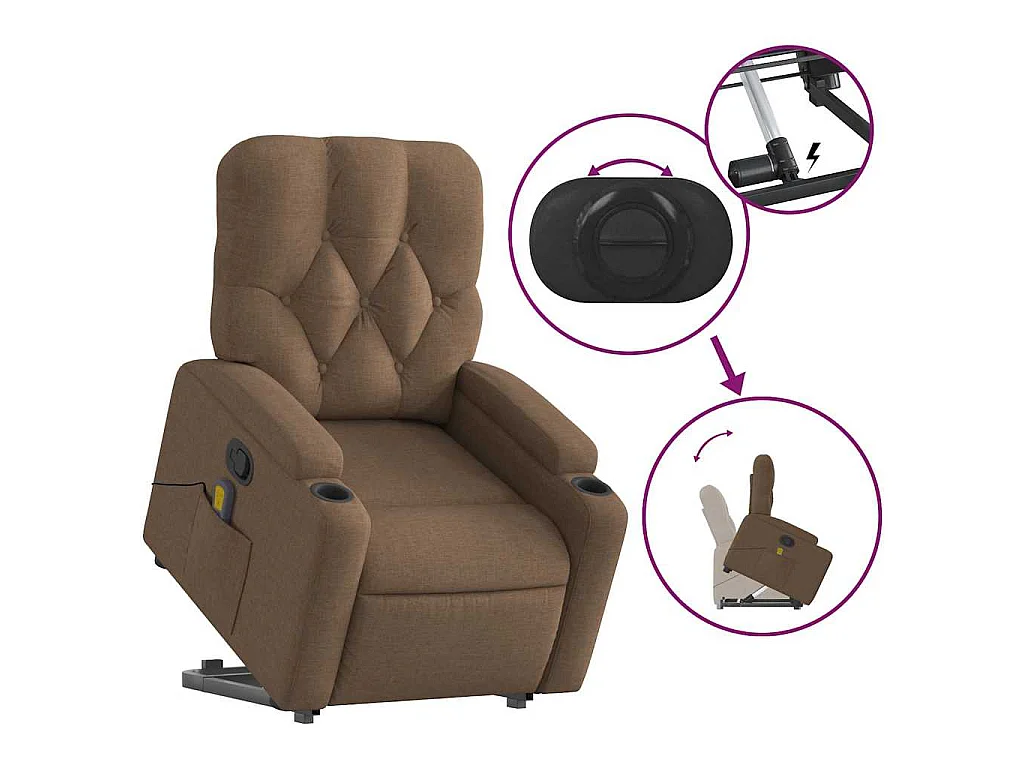 Fauteuil de massage inclinable Marron Tissu