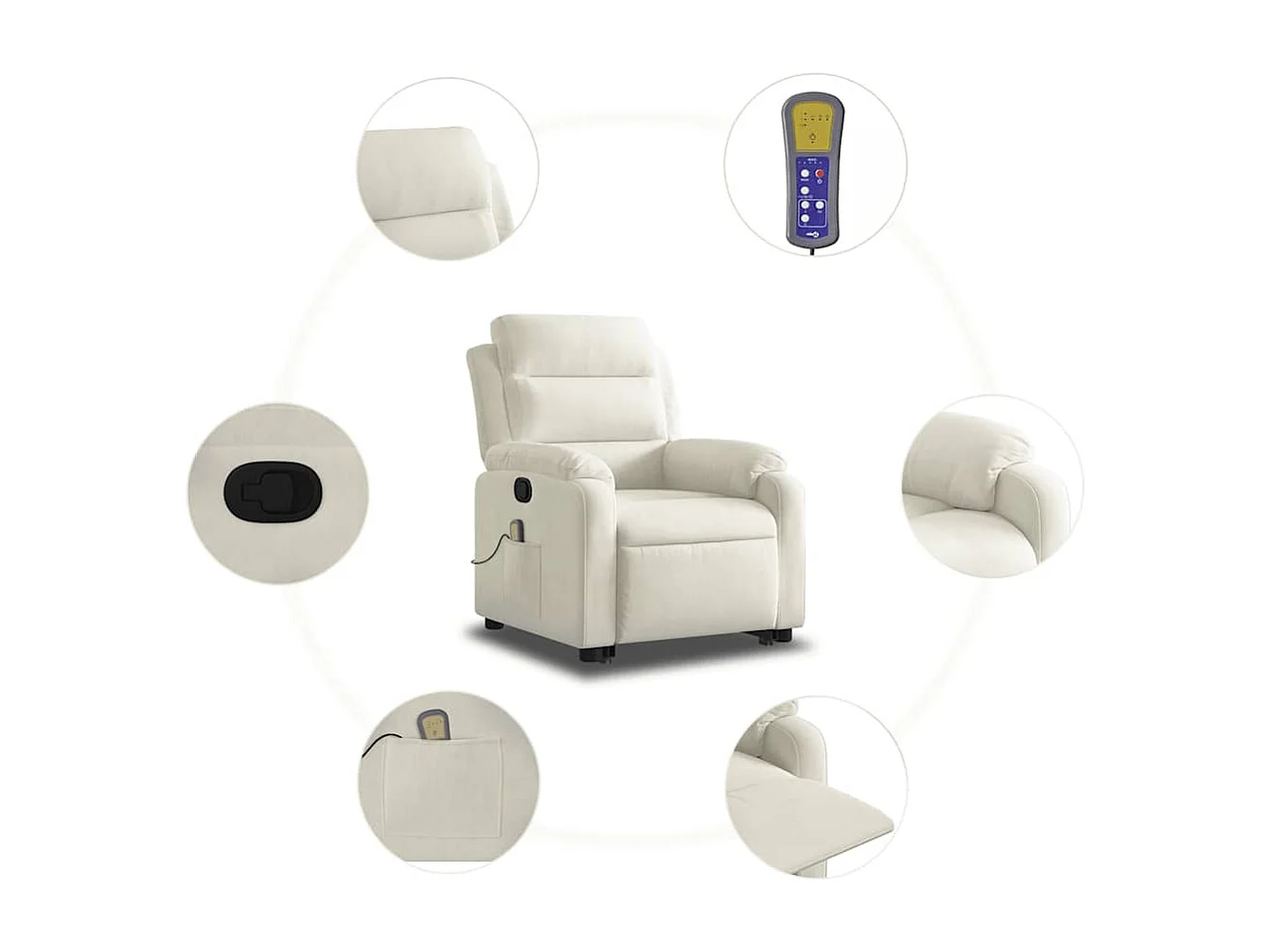 Fauteuil de massage inclinable Crème Velours