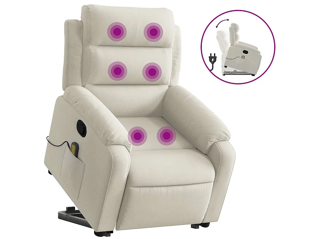 Fauteuil de massage inclinable Crème Velours