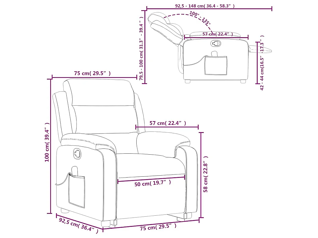 Fauteuil de massage inclinable Crème Velours