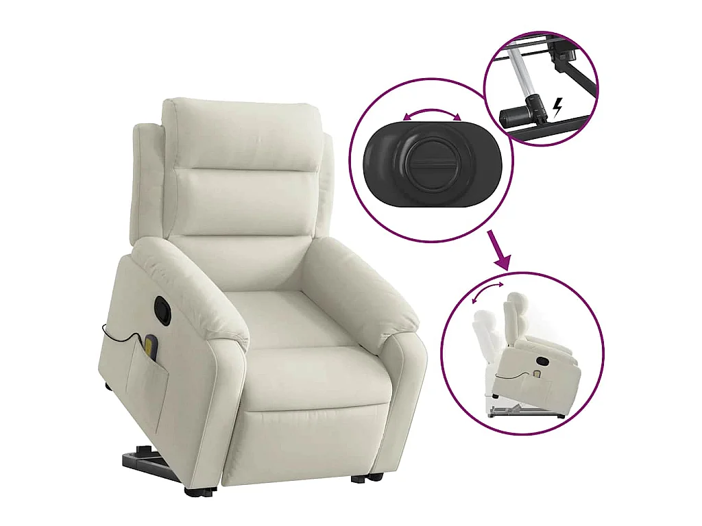 Fauteuil de massage inclinable Crème Velours