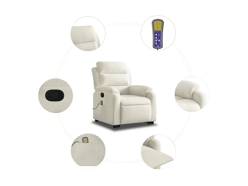 Fauteuil de massage inclinable Crème Velours