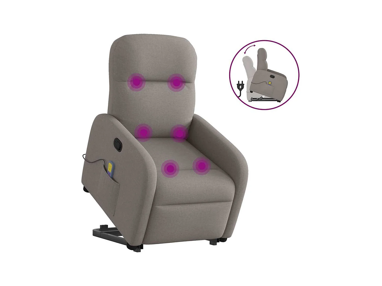 Fauteuil inclinable de massage Taupe Tissu