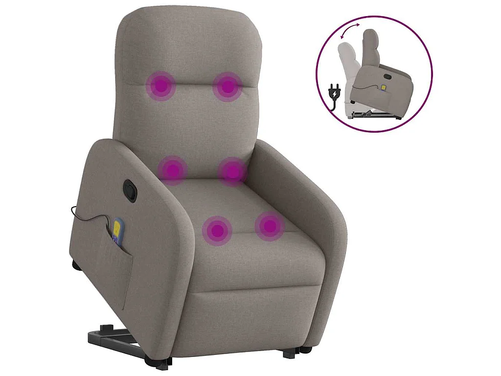 Sta-op-massagestoel verstelbaar stof taupe