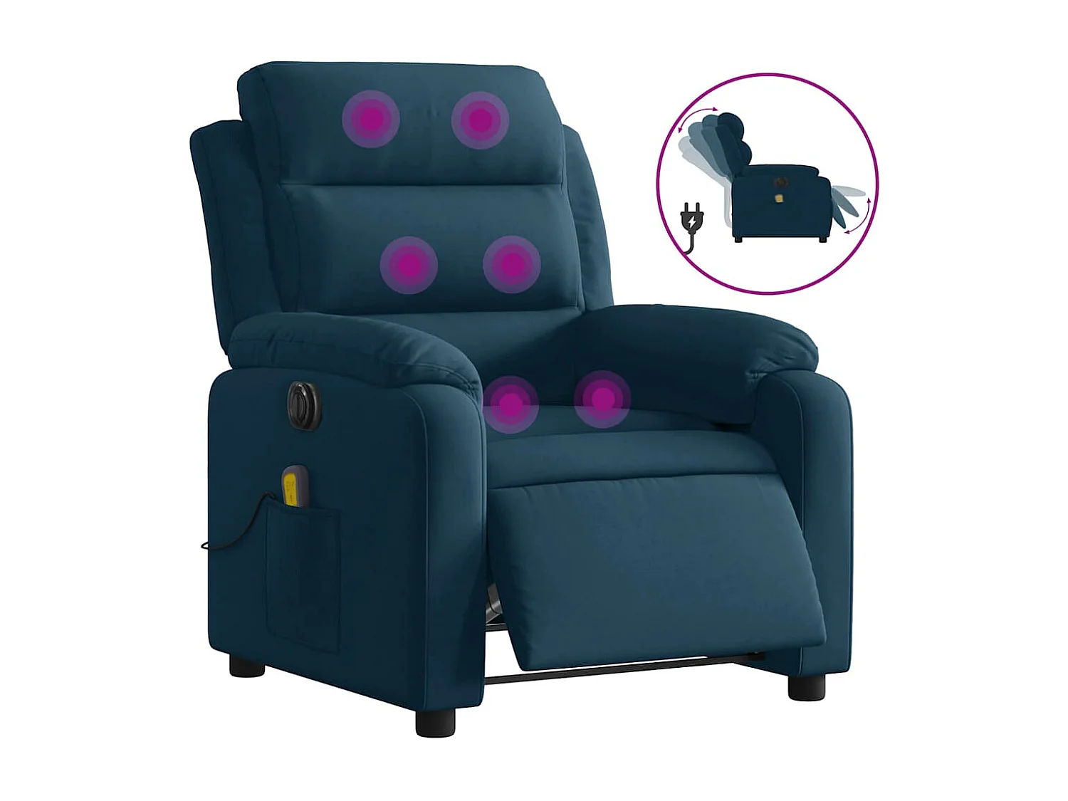 Fauteuil inclinable de massage électrique bleu velours