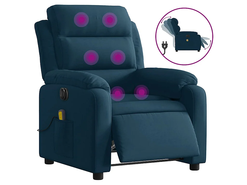 Massagesessel Elektrisch Blau Samt