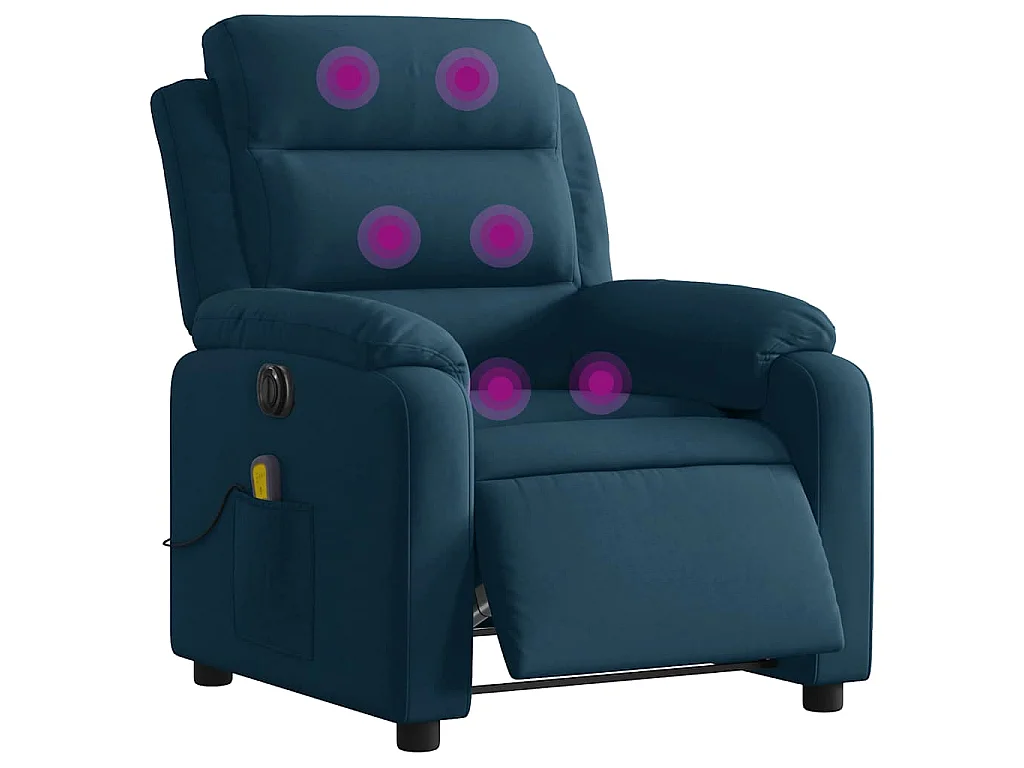 Massagesessel Elektrisch Blau Samt