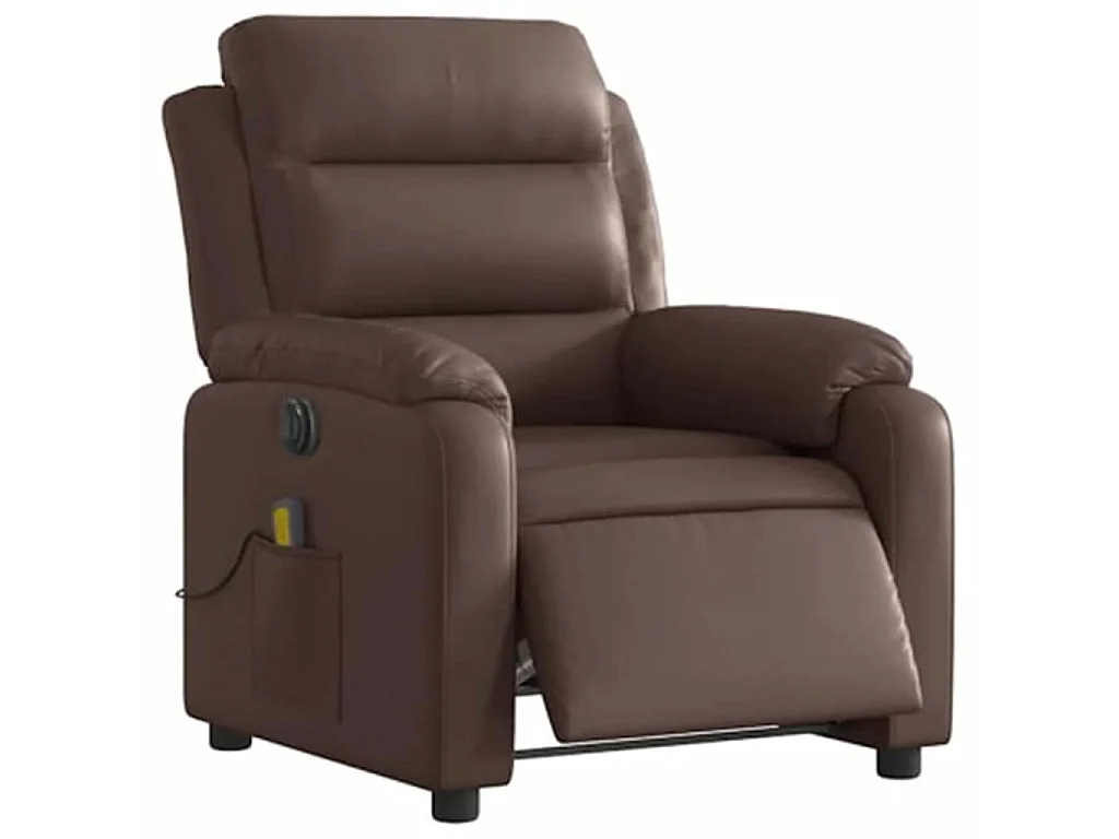 Fauteuil de massage inclinable électrique marron similicuir