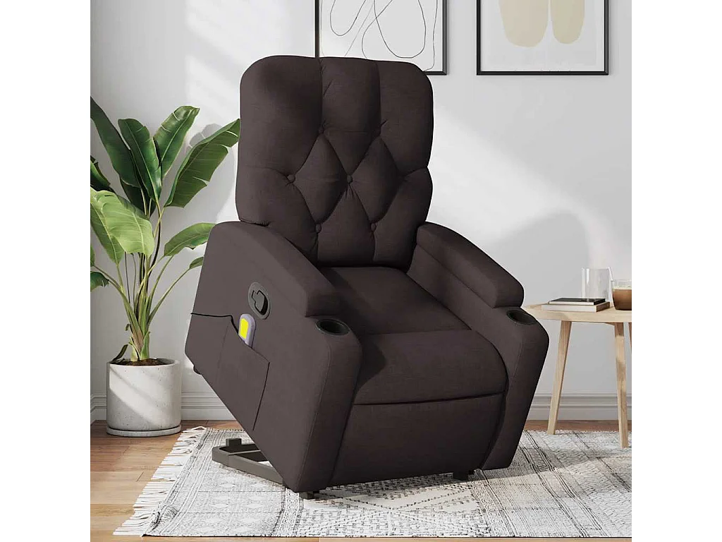 Fauteuil inclinable de massage Marron foncé Tissu
