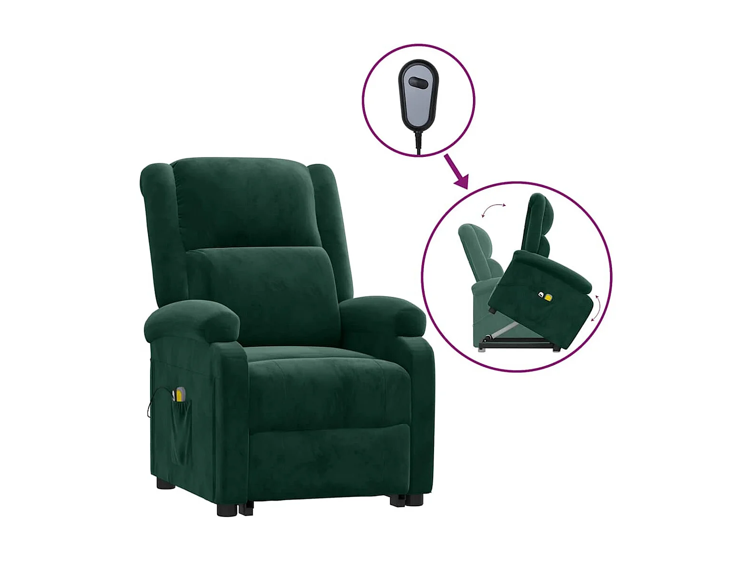 Fauteuil de massage Vert foncé Velours