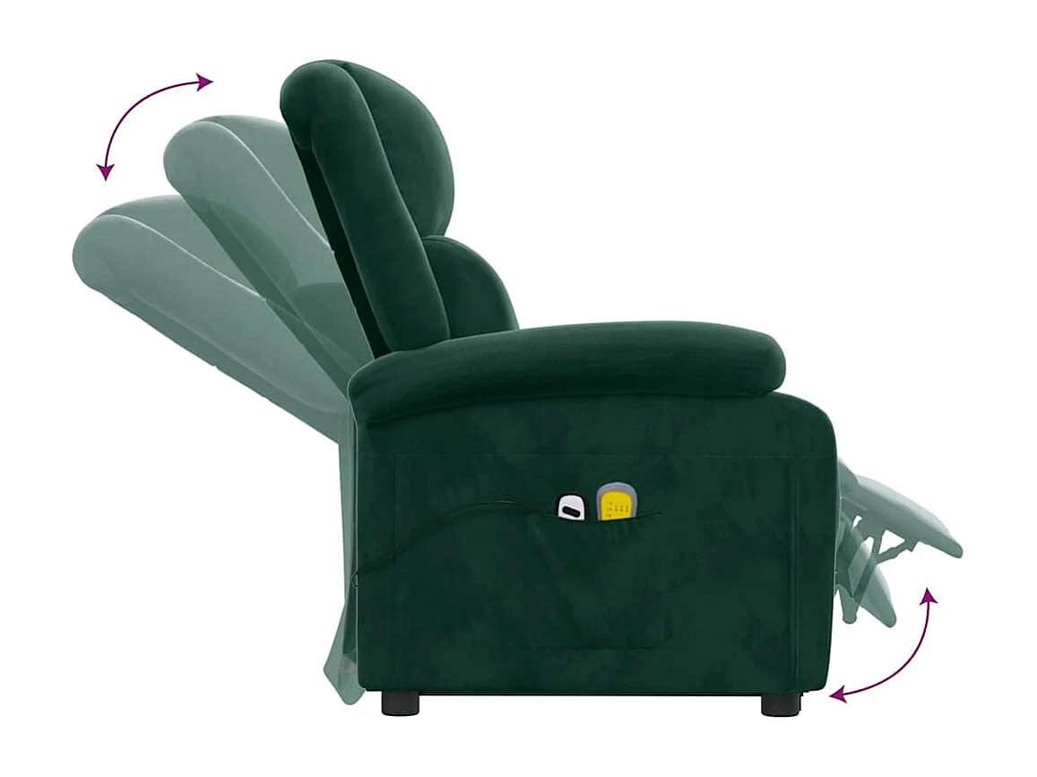 Fauteuil de massage Vert foncé Velours