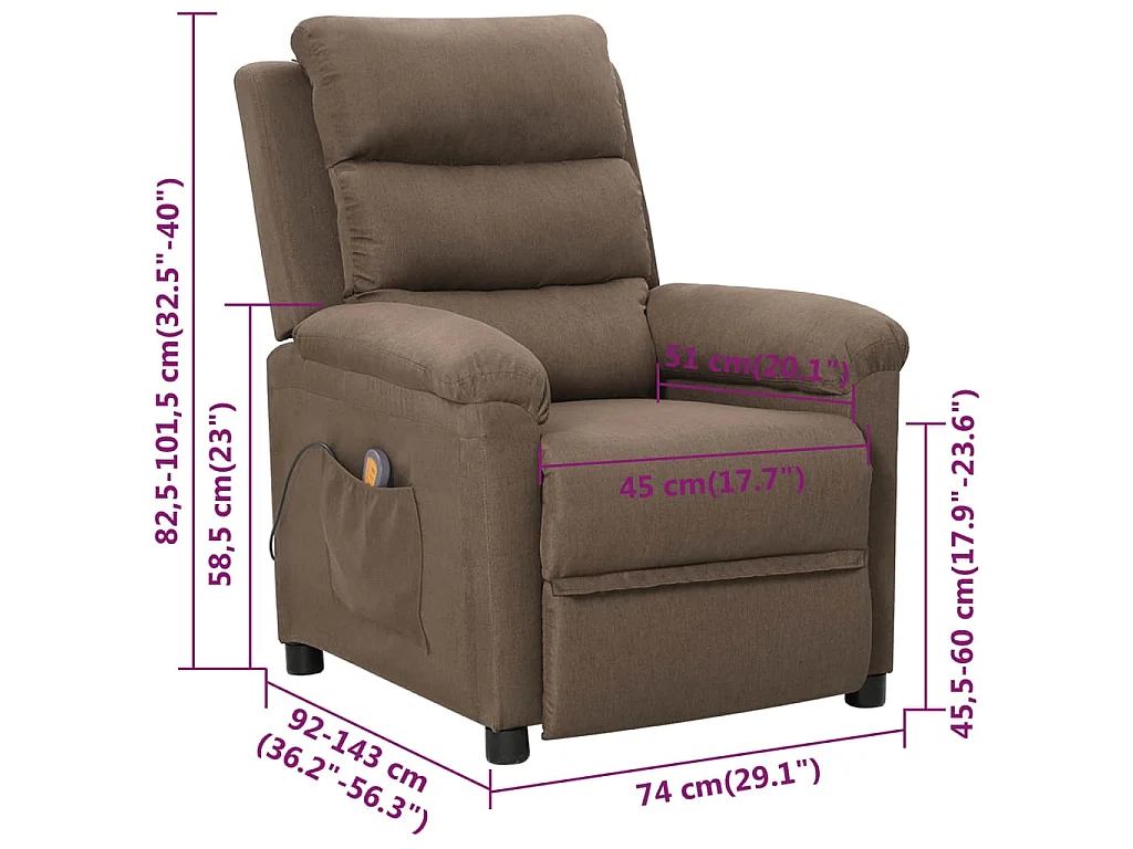 Fauteuil de massage Taupe Tissu
